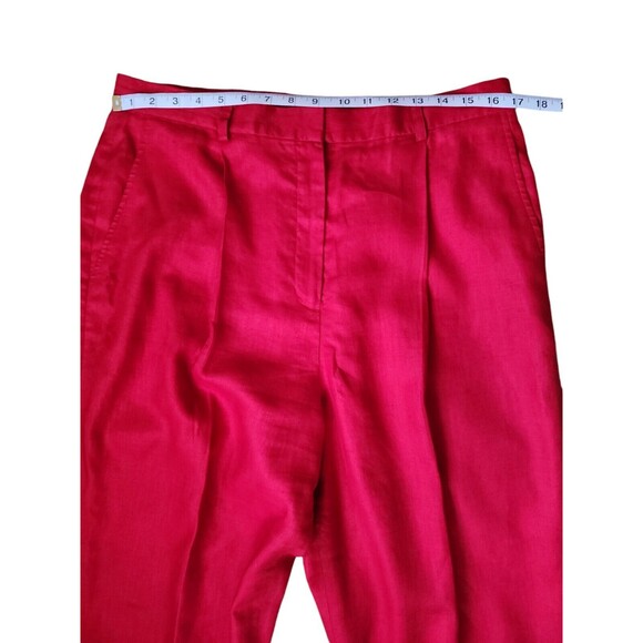 Lauren Ralph Lauren Linen Pants Womens 16 Old Money Preppy Red Pleated Office - Picture 5 of 7